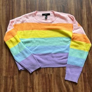 Pastel Rainbow Crop Knit Sweater
